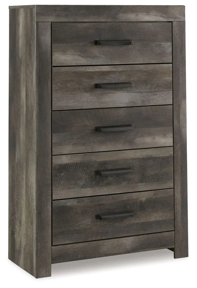 Space-Saving Corner Wynnlow - Five Drawer Chest - Slate