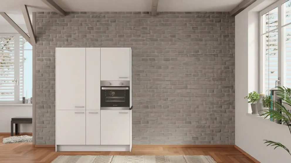 nobilia kitchen unit Herford 150 cm alabaster matte concrete slate gray oven