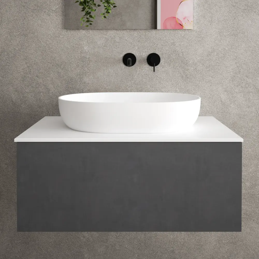 Raffinata Individual Drawer Countertop Vanity Unit - Dark Concrete 800mm