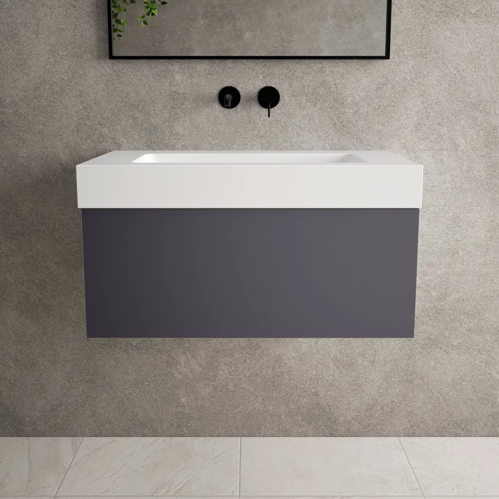 Raffinata One Drawer Vanity Unit Beyondstone BLOC Basin - Matt Graphite 800mm