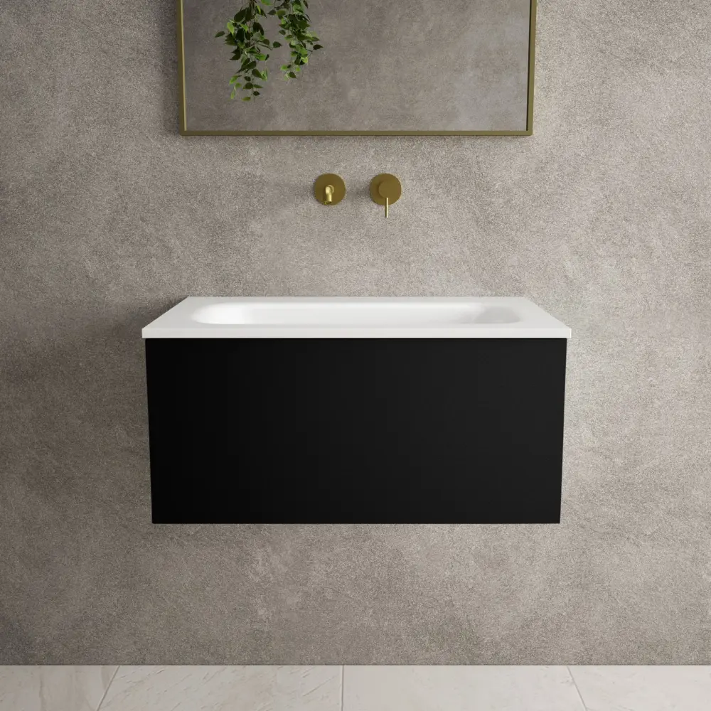 Raffinata One Drawer Vanity Unit Beyondstone Basin - Matt Onyx 700mm