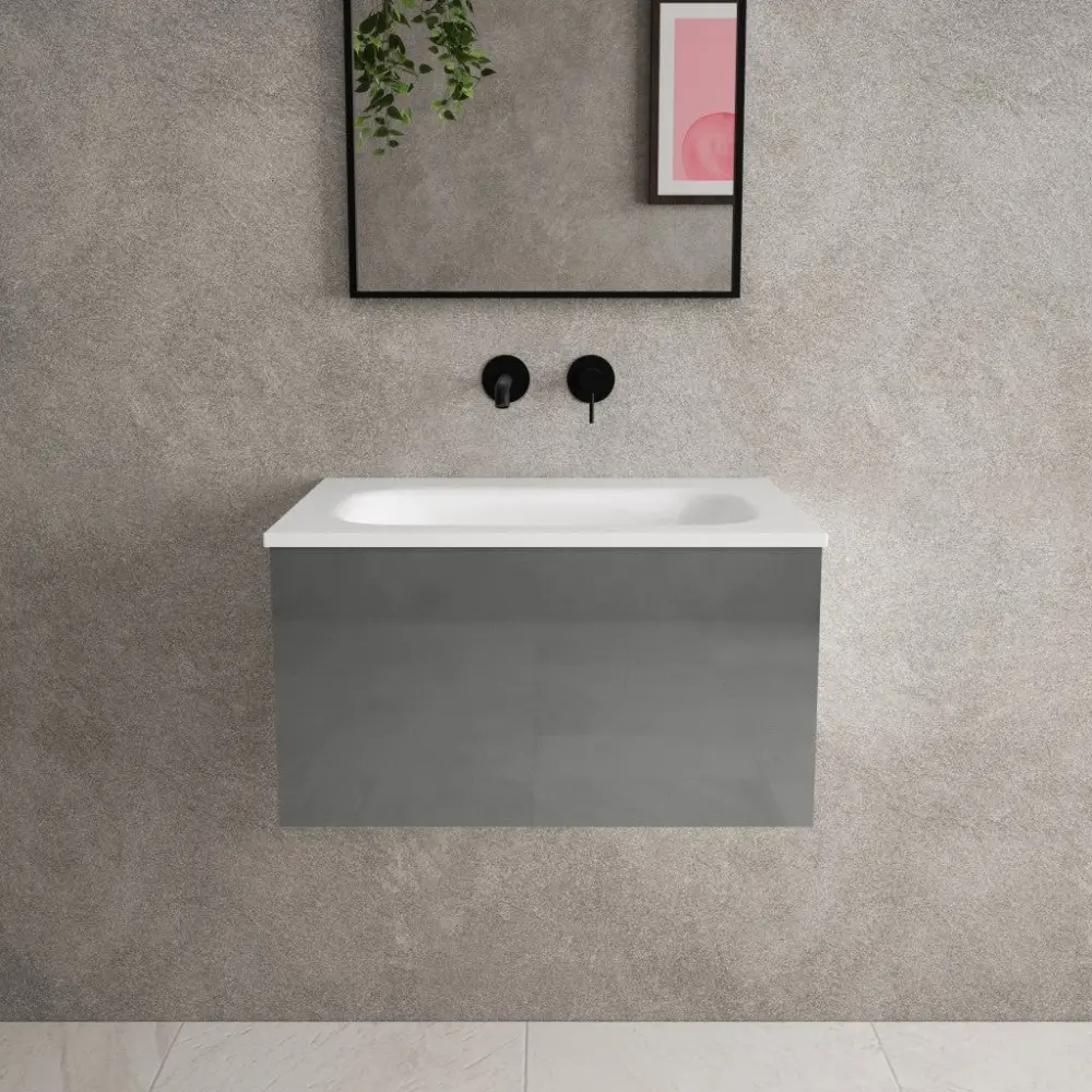 Raffinata One Drawer Vanity Unit Beyondstone Basin - Gloss Dust 600mm