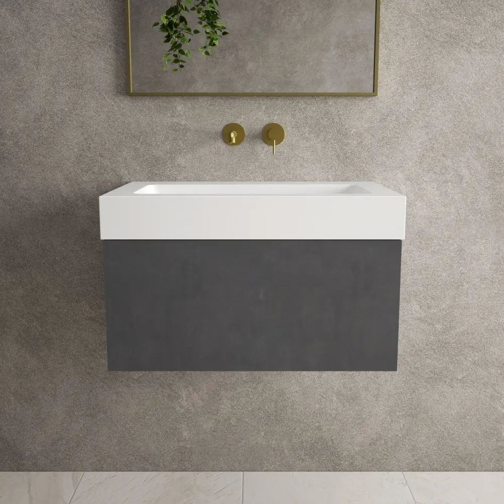 Raffinata One Drawer Vanity Unit Beyondstone BLOC Basin - Onyx Concrete 700mm
