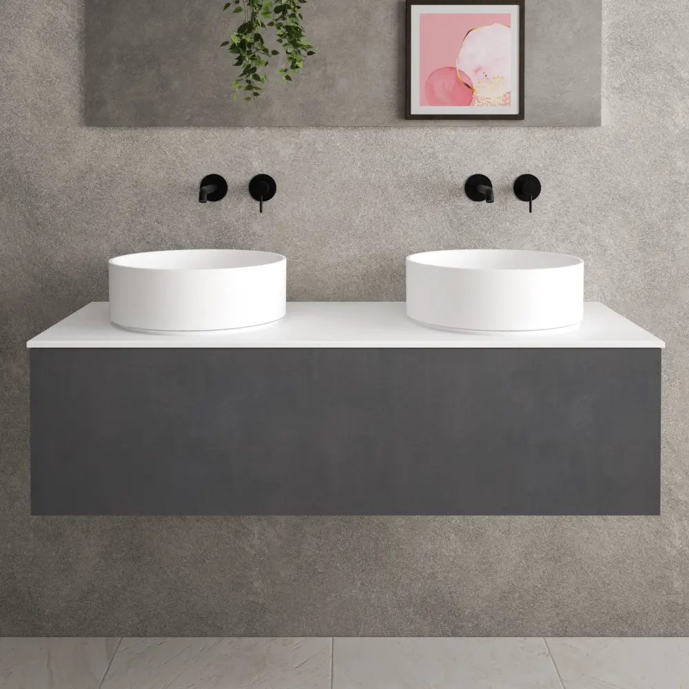 Raffinata Single Drawer Countertop Vanity Unit - Rich Concrete 1200mm