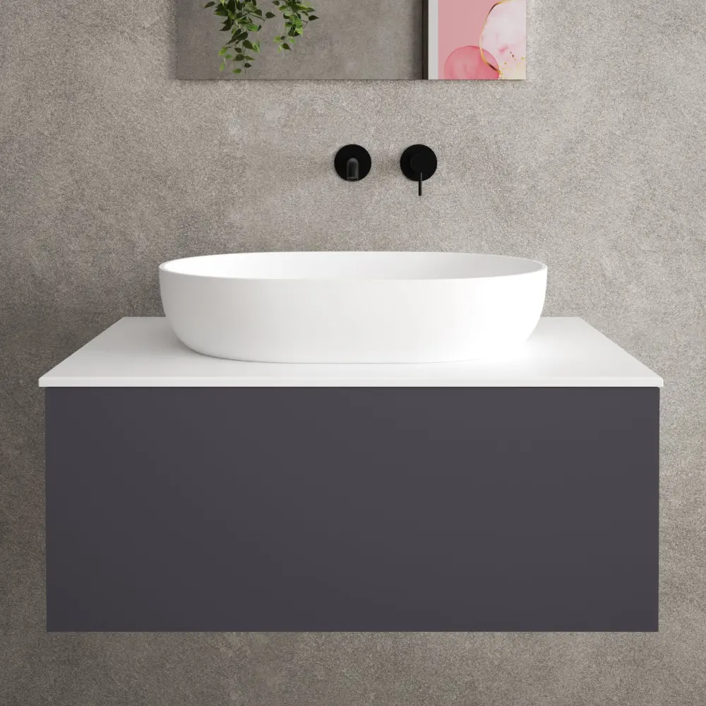 Raffinata Unitary Drawer Countertop Vanity Unit - Matt Graphite 800mm