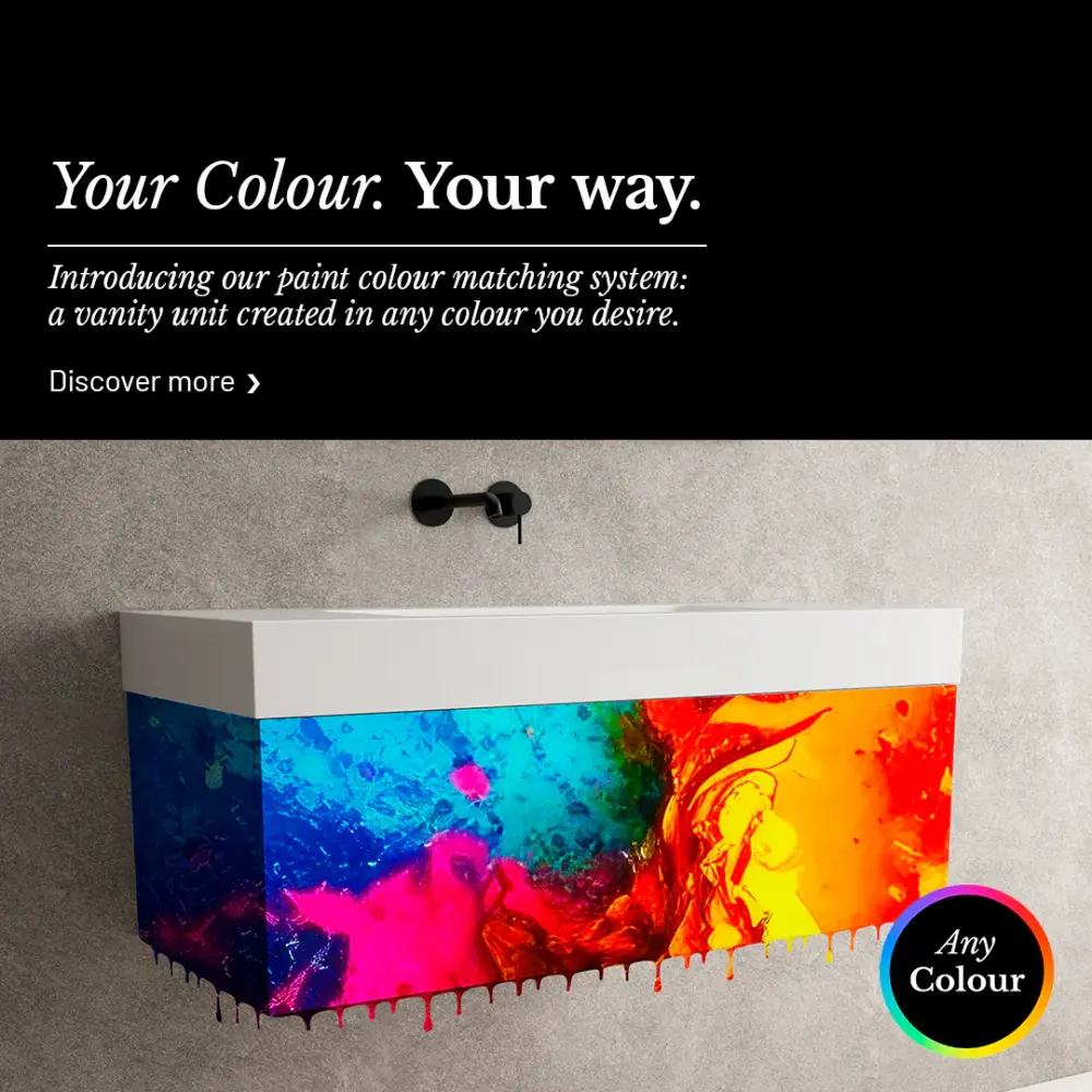 Scanalato Double Drawer Vanity Unit Beyondstone BLOC Basin - Select Your Own Colour 1000mm