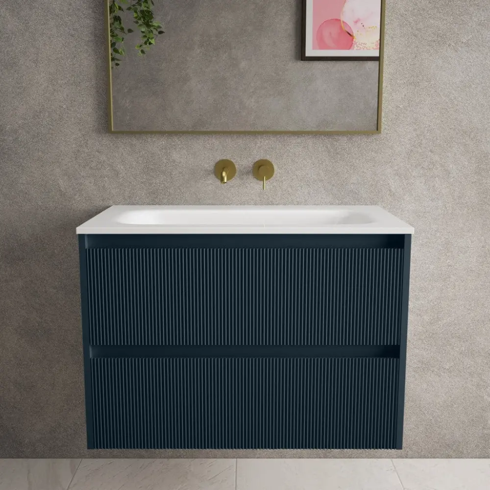 Scanalato Double Drawer Vanity Unit Beyondstone Basin - Midnight Sapphire 800mm