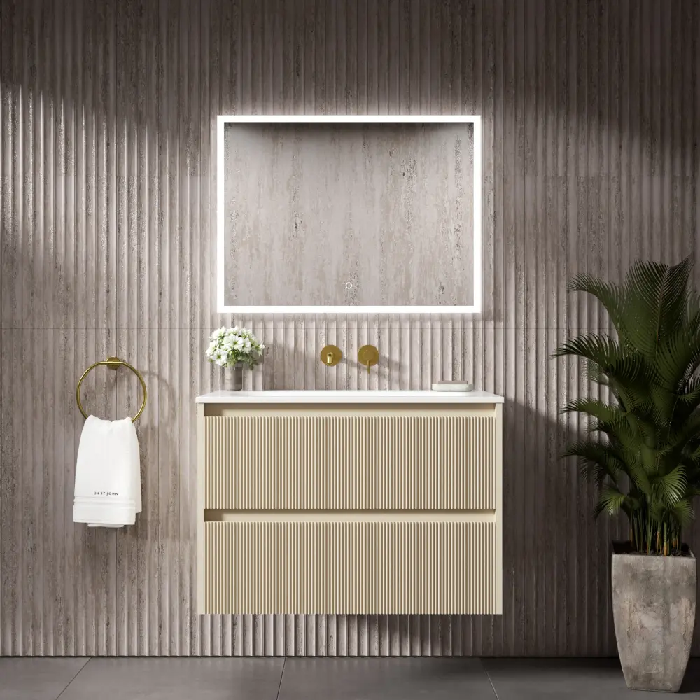 Scanalato Dual Drawer Vanity Unit Beyondstone Basin - Cashmere 800mm