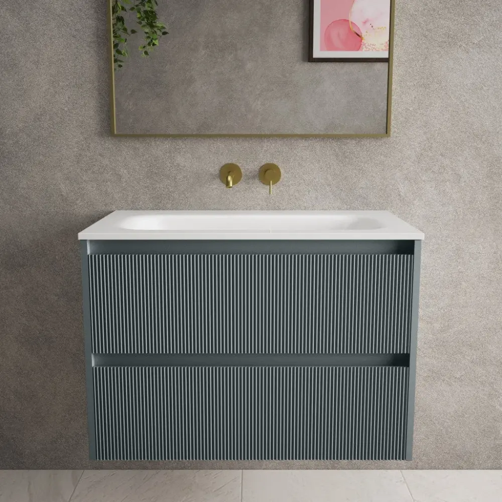 Scanalato Duplicate Drawer Vanity Unit Beyondstone Basin - Anthracite 800mm