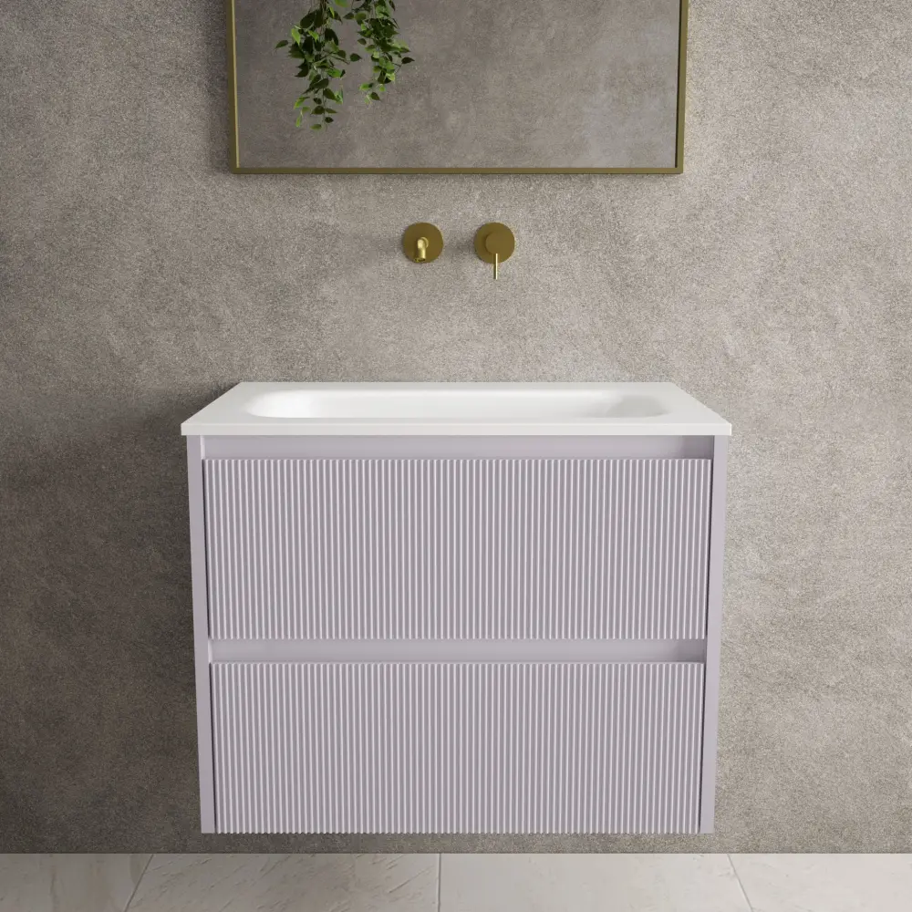 Scanalato Duplicate Drawer Vanity Unit Beyondstone Basin - Soft Violet 700mm