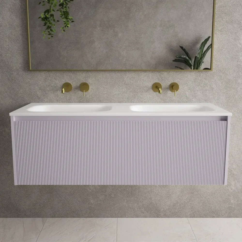 Scanalato Individual Drawer Vanity Unit Beyondstone Double Basin - Soft Violet 1200mm