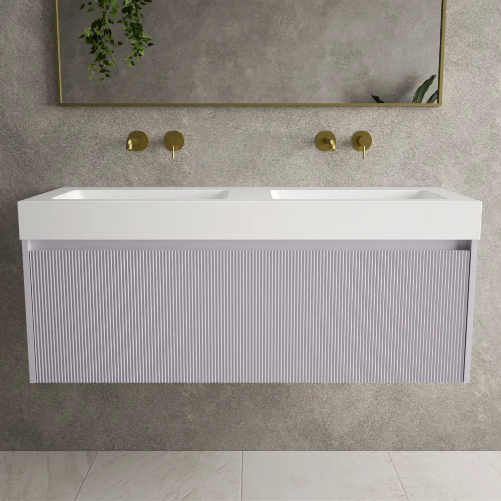 Scanalato One-only Drawer Vanity Unit Beyondstone BLOC Double Basin - Soft Violet 1200mm