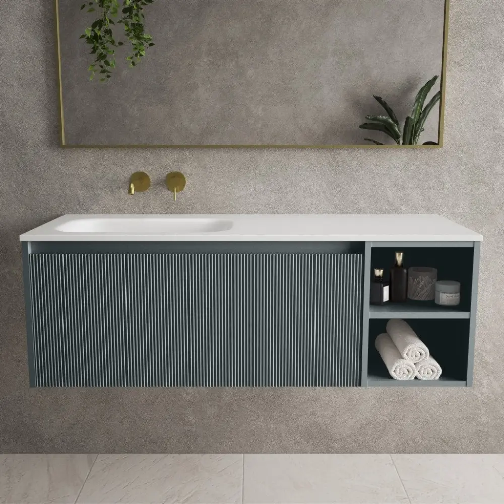 Scanalato One-only Drawer Vanity Unit Open Storage Space And LH Beyondstone Basin - Anthracite 1200mm