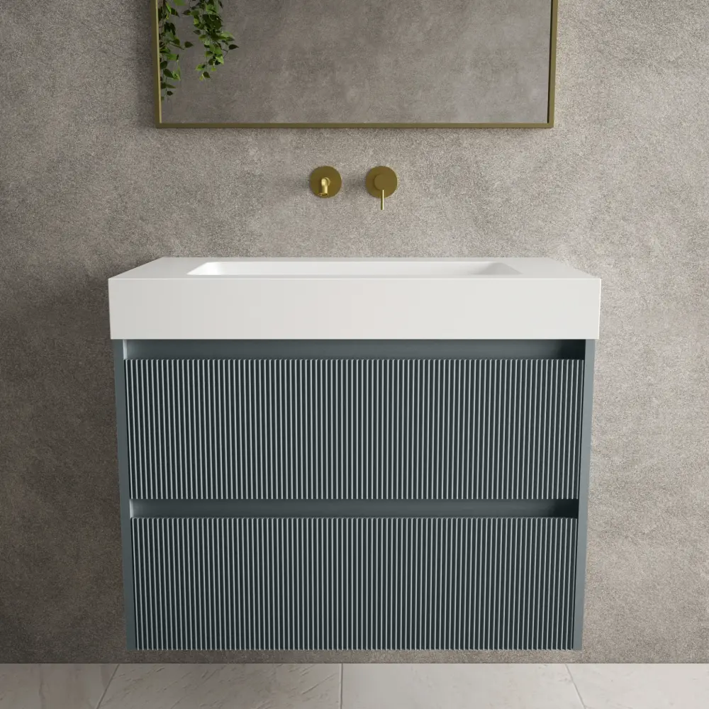Scanalato Paired Drawer Vanity Unit Beyondstone BLOC Basin - Anthracite 800mm