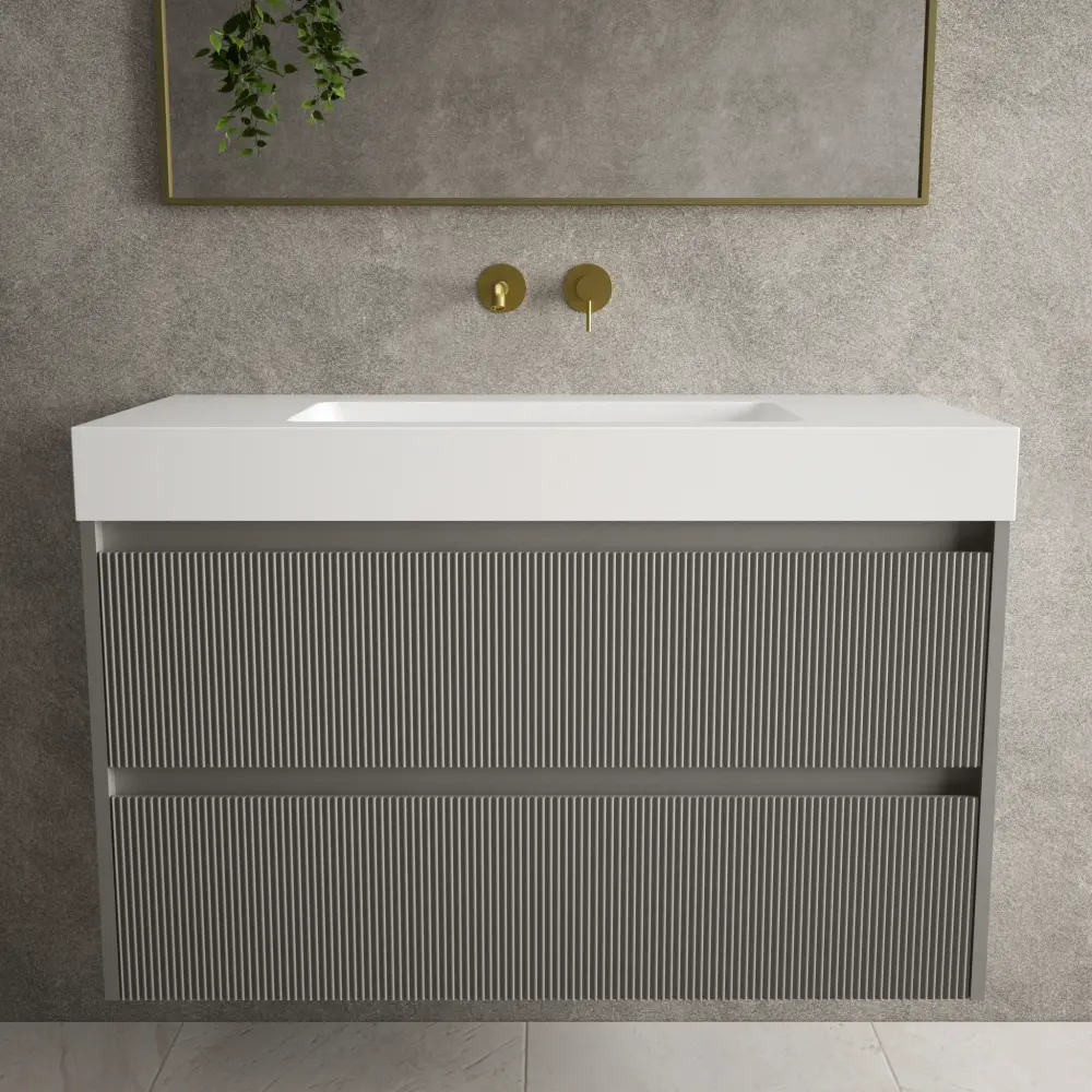 Scanalato Paired Drawer Vanity Unit Beyondstone BLOC Basin - Rich Taupe 1000mm