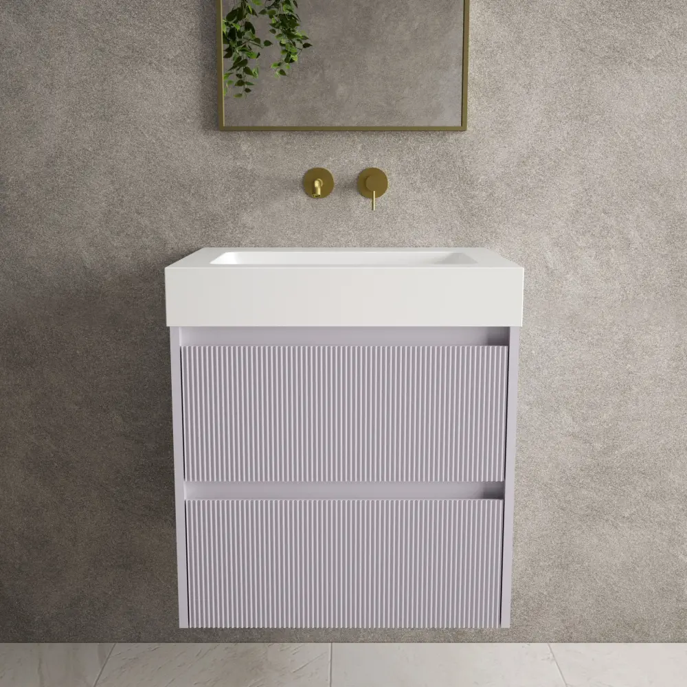 Scanalato Paired Drawer Vanity Unit Beyondstone BLOC Basin - Soft Violet 600mm
