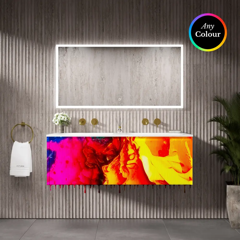 Scanalato Singular Drawer Vanity Unit Beyondstone Double Basin - Choose Your Own Colour 1200mm