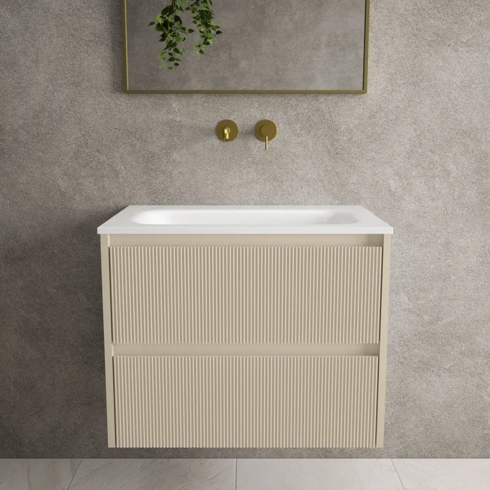 Scanalato Twofold Drawer Vanity Unit Beyondstone Basin - Cashmere 700mm