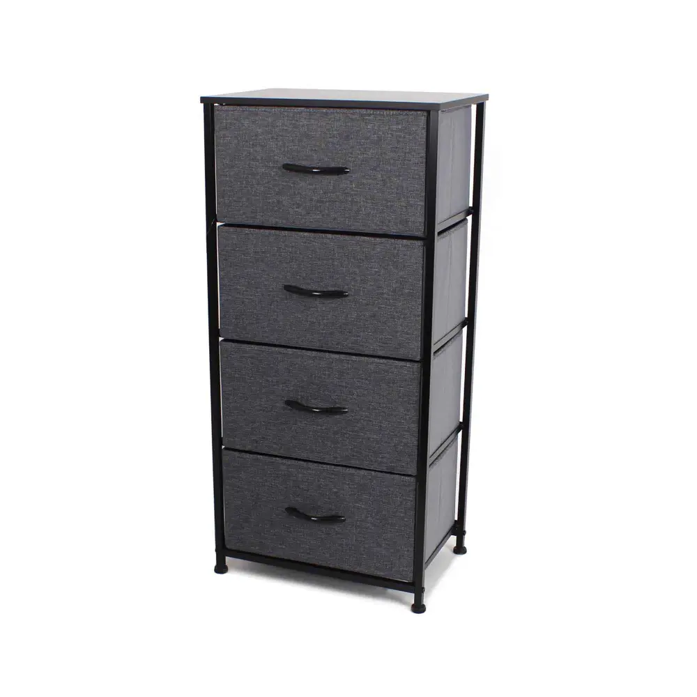 Grey Fabric Chest 4 Drawers, 17.7" x 11.8" x 37.4"