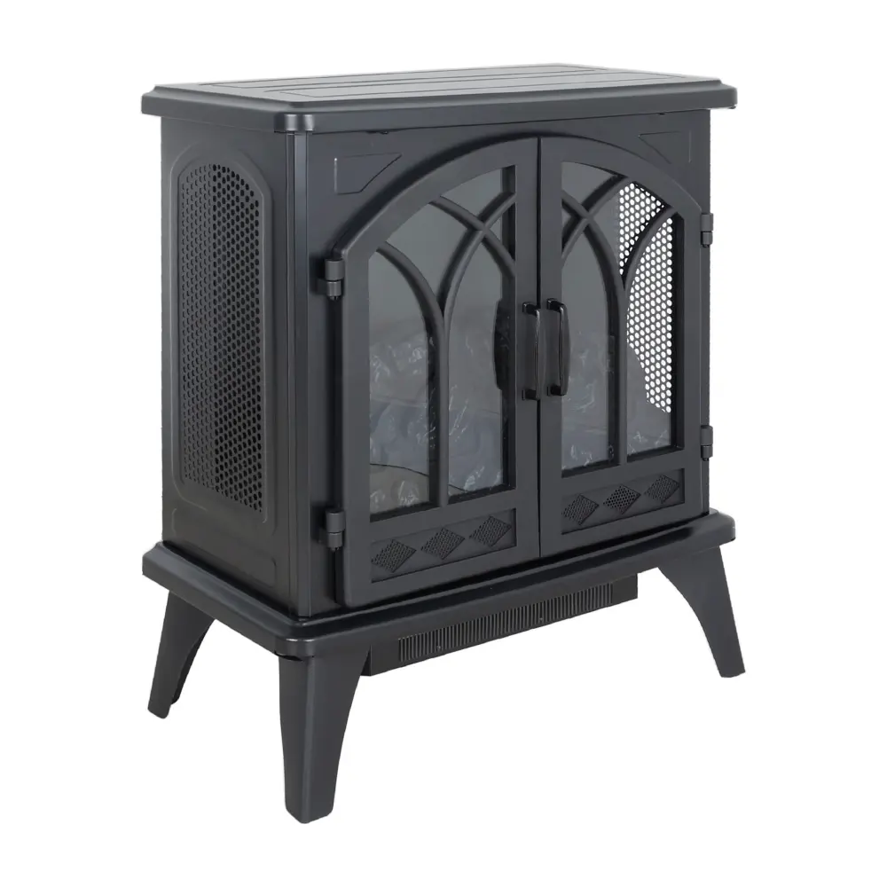 24" 3D Flame Electric Infrared Quartz Fireplace Stove Remote Control - Antique Charcoal