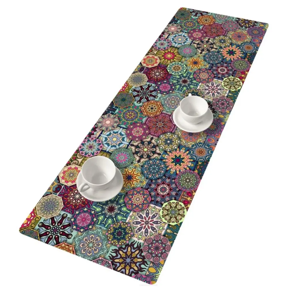 Bertoni Decorative Felt Table Runner 95x33cm Anti Scratch Tablecloth Imprinted Mandala Pattern Design