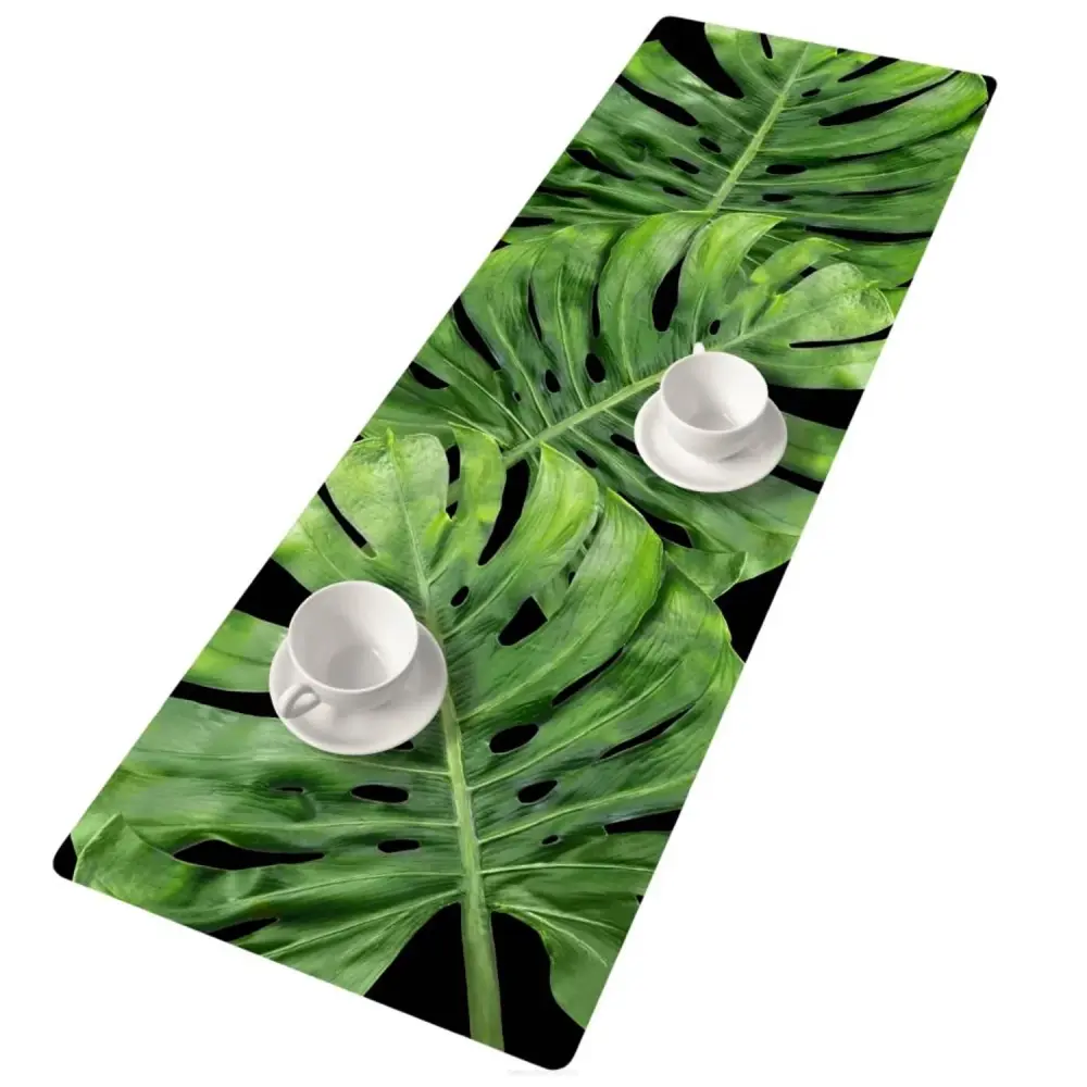 Bertoni Table Runner Decorative Felt 115x40cm Tablecloth Anti Scratch Robust Monstera Plant Design Pattern
