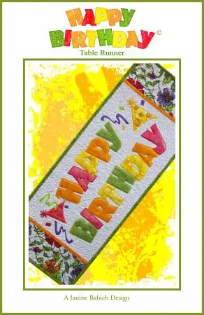 Heat-Resistant Trivet Janine Babich Design CD Happy Birthday Table Runner Machine Embroidery # JBDHB