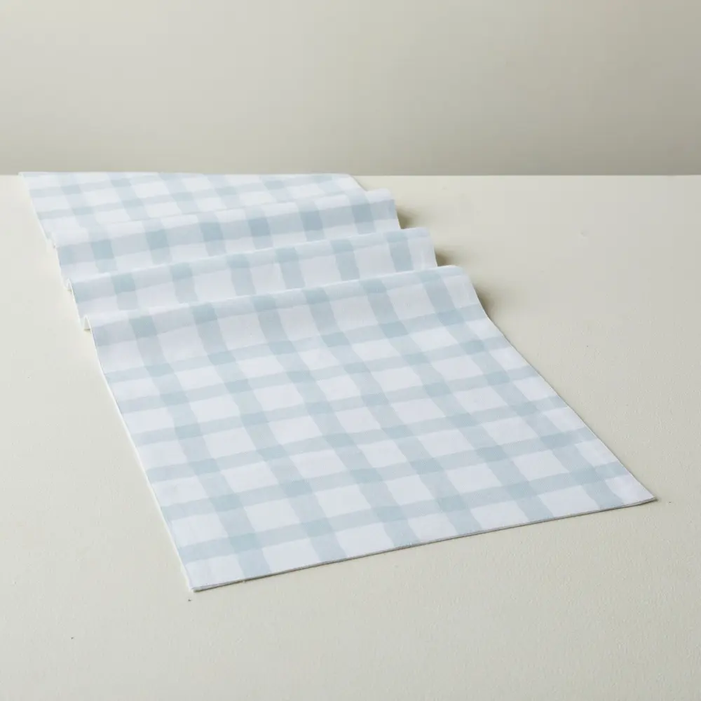 Painted Grid Table Runner - Mist | Stain Resistant