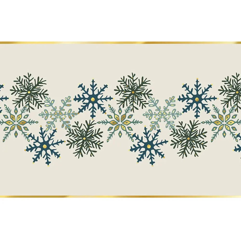 Stain-Resistant Polyester Paper Table Runner - Indigo Snowflakes