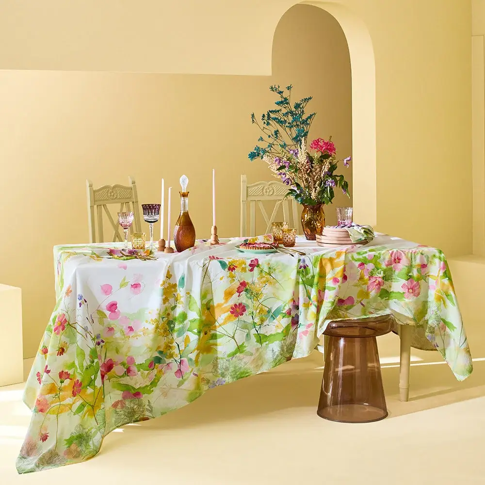 Souffle Fleuri Printemps Tablecloth -Cotton - Flax Blend