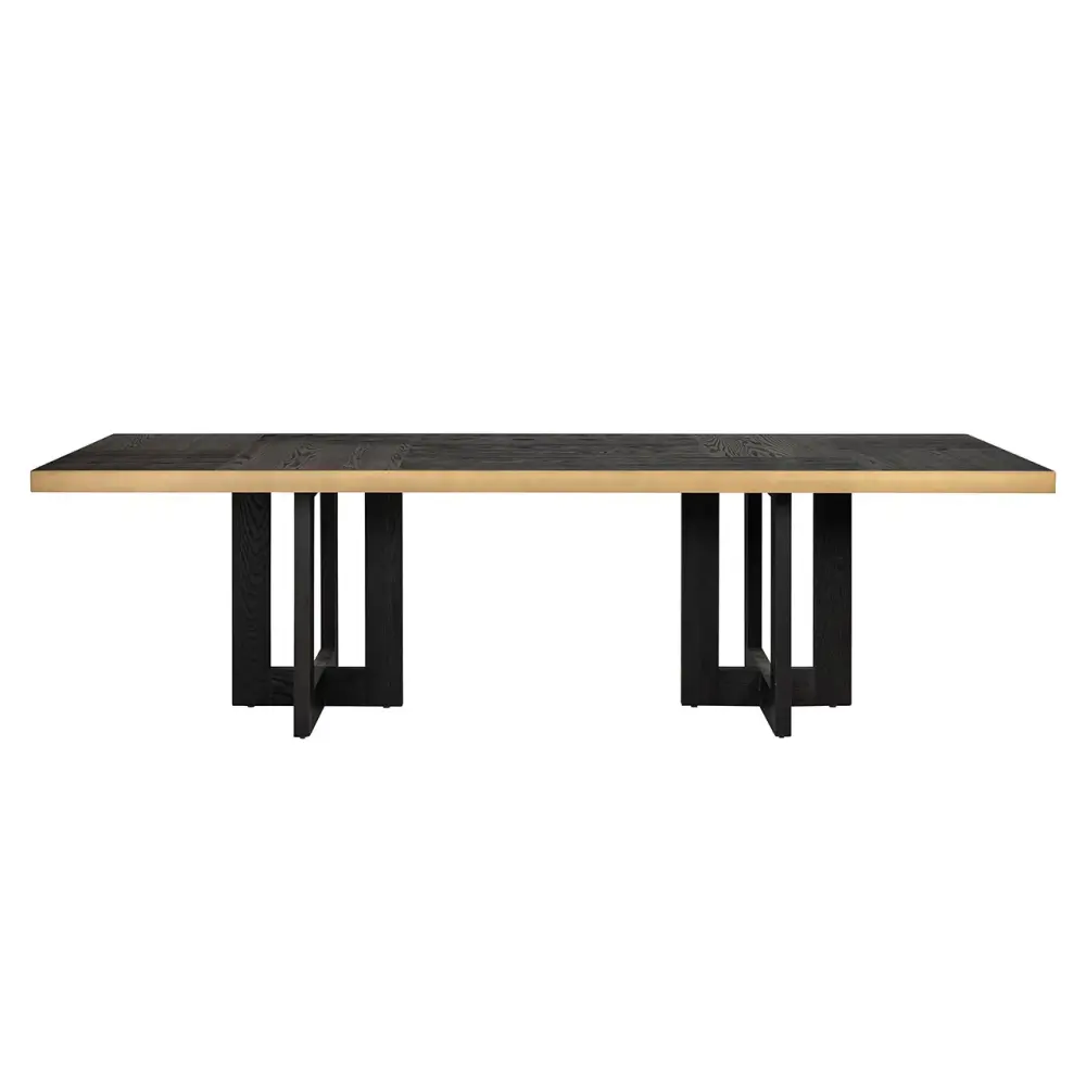 Cambon Rectangular Dining Table - Coffee Brown & Jet-black 6 Serving Utensils