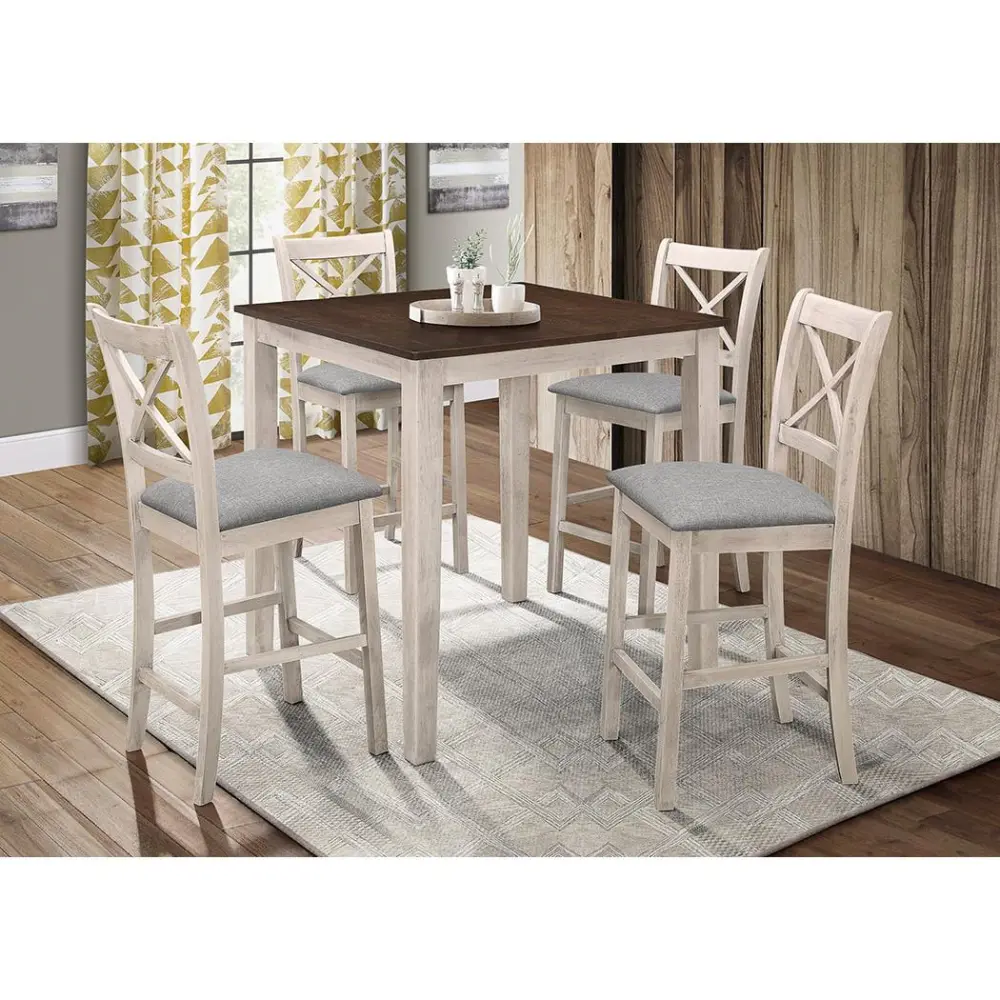 Diamond Modern Furniture HH Tahoe 5 pc Counter Height Dinette Tahoe Antique Chalk