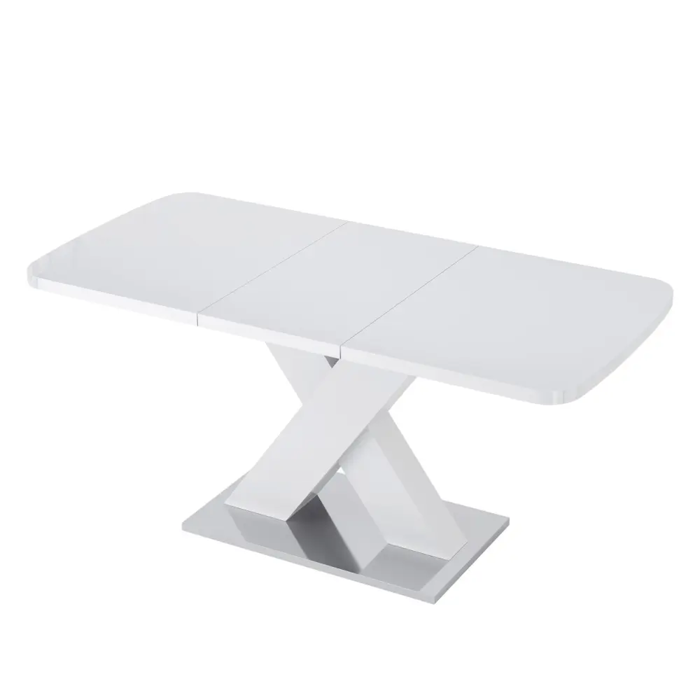 Rectangle Dining Table, Stretchable, X Shape Legs - Snow Champagne Flute