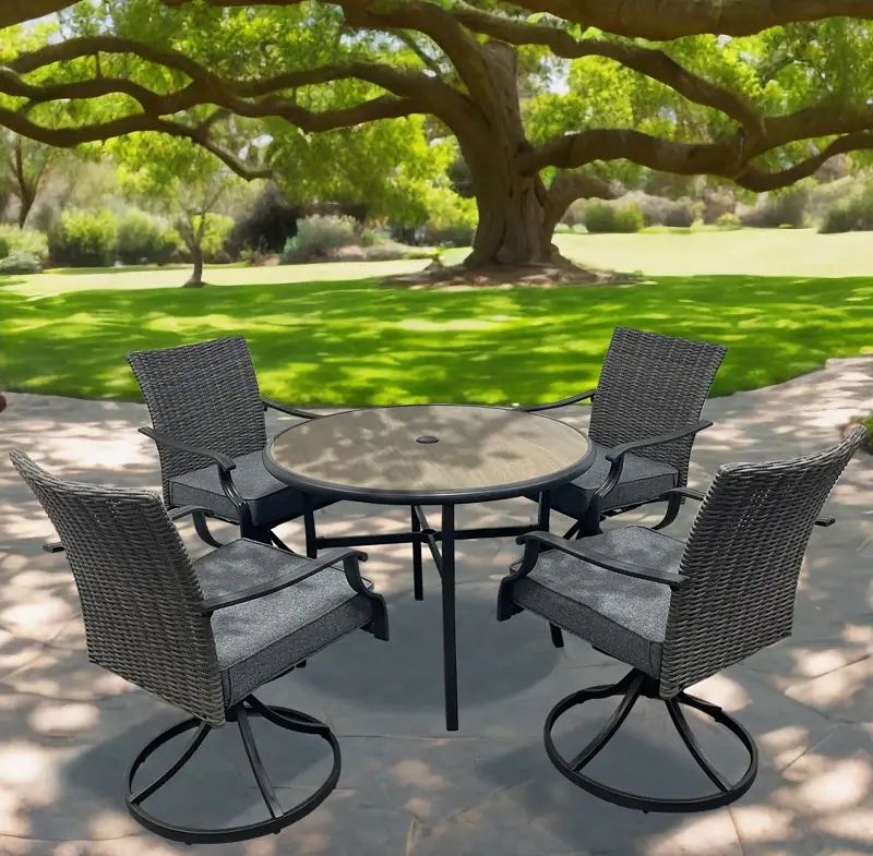 Seasonal Trends SH23S0890S Willow Creek Rotate Dining Set, 5-Piece, 250 lb Seating, Round Table, Steel Tabletop
