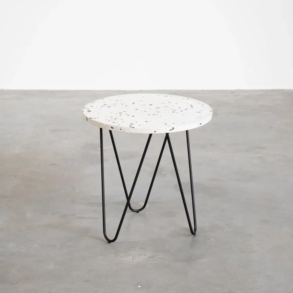 Side table Kay - White/Black Terrazzo - 40x40x40cm