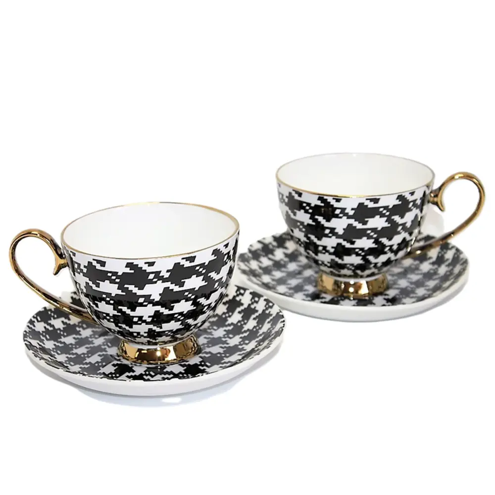 Espresso Cups 2+2 Pepite Gilded Accents Porcelain, Queen Isabel