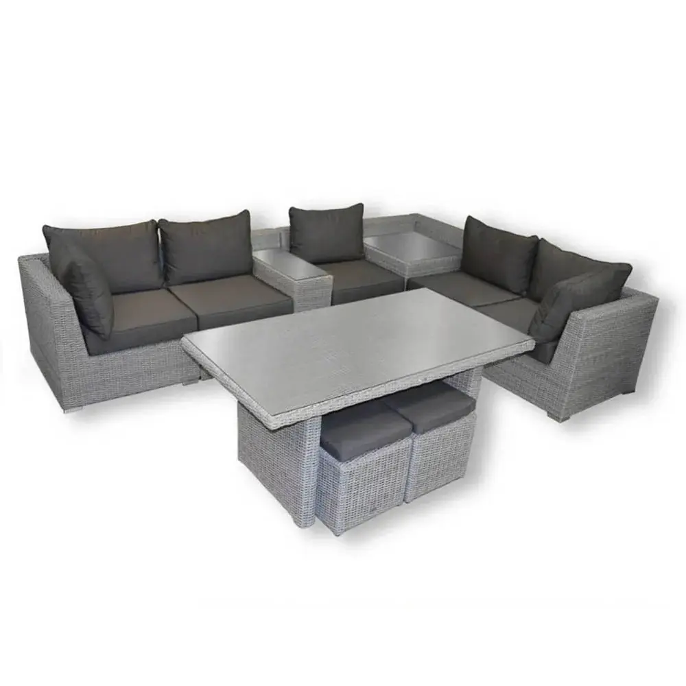 Melbourne Deep Seating 10pc Outdoor Wicker Sectional and Dining place