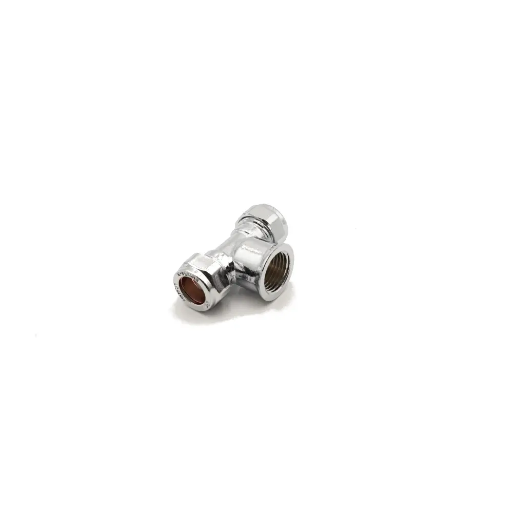 PrimaPlus Chromium Female Iron Centre Tee 15mm x 15mm x 1/2"Fi