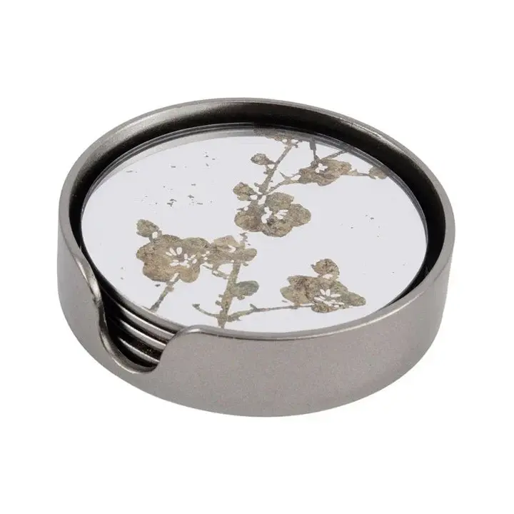 Vienna Place 4 Blossom Coasters - Antique Gold