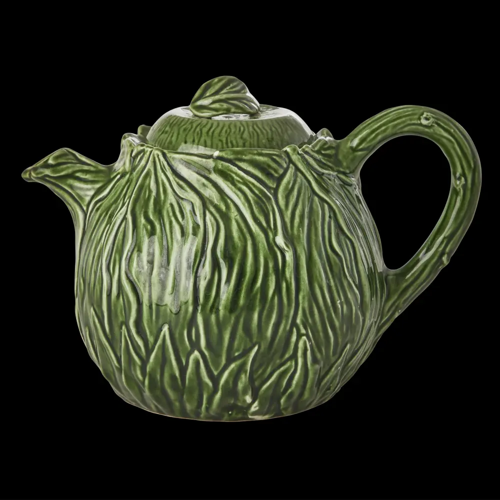Ceramic Teapot Embossed Kale Design 54.1 oz