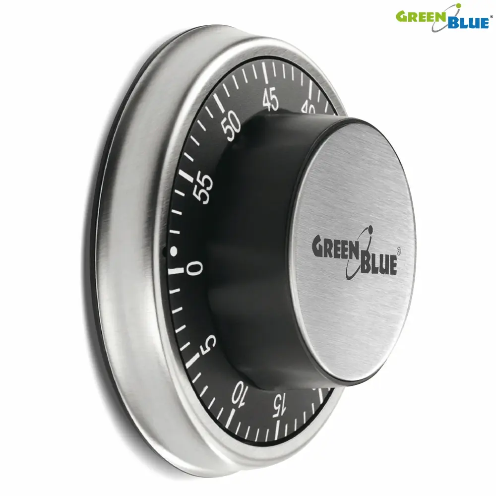 GreenBlue GB152 Mechanical Kitchen Timer Magnet, Hand-powered Operation,