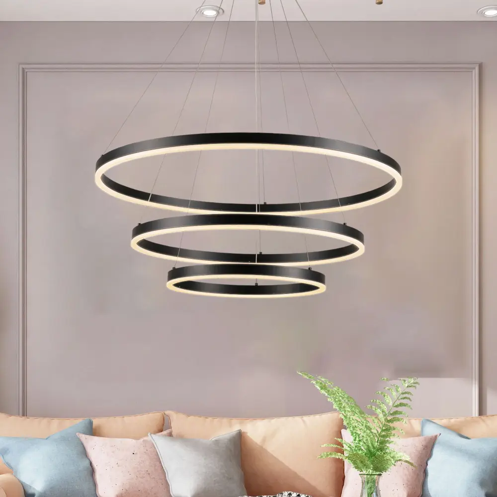 CAD Dimmable LED Contemporary 3 Ring Pendant Light