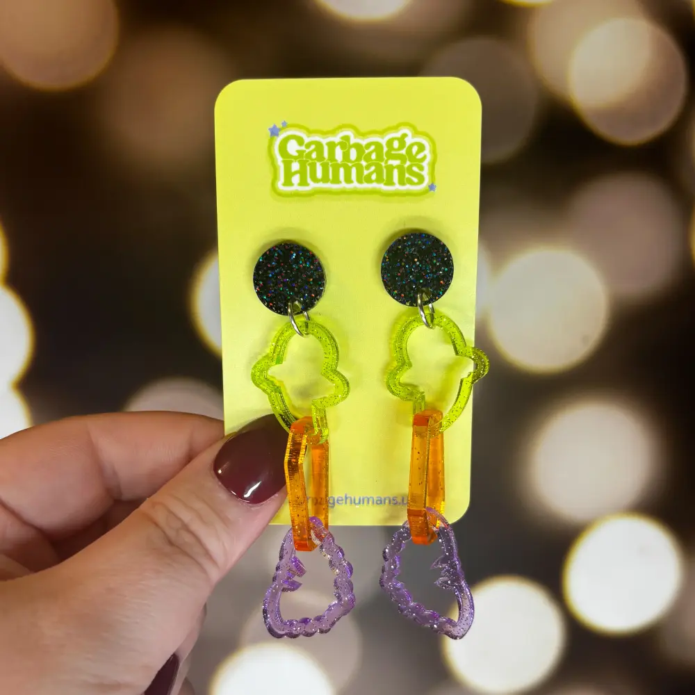 Customizable Photo 3 link earrings Halloween