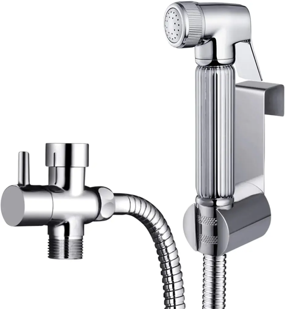 Hand Held Bidet Sprayer Seat Elongated , Stainless Reinforced Brushed Nickel Bidet Jet Faucet