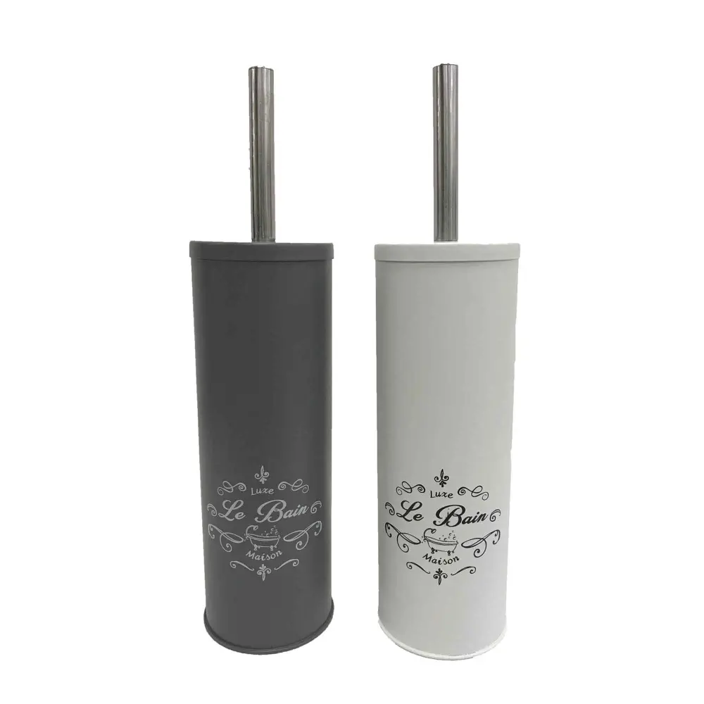 Toilet Brush All-metal Base and ''Le Bain” Lettering, 2 Color Choices