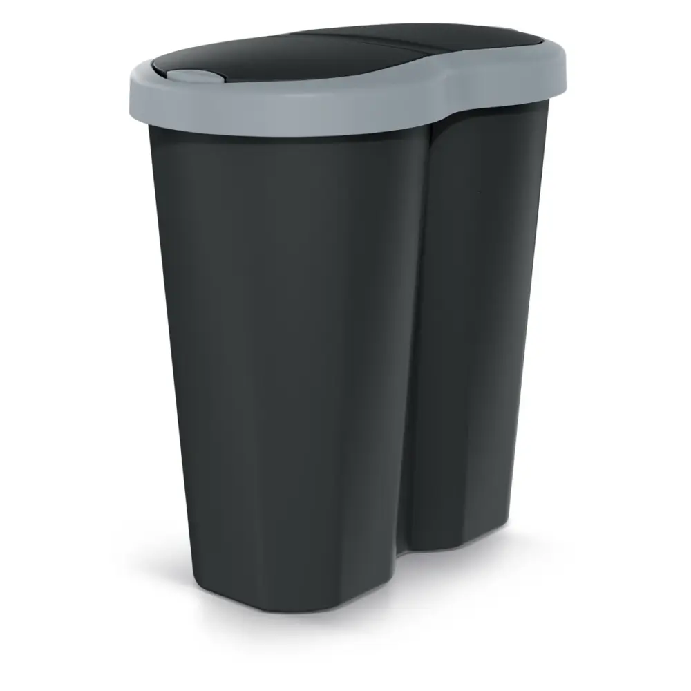 Compacta R Duo trash garbage can, gray/black, 40L capacity, one compartment, two lids, NDRF40-429U_S411