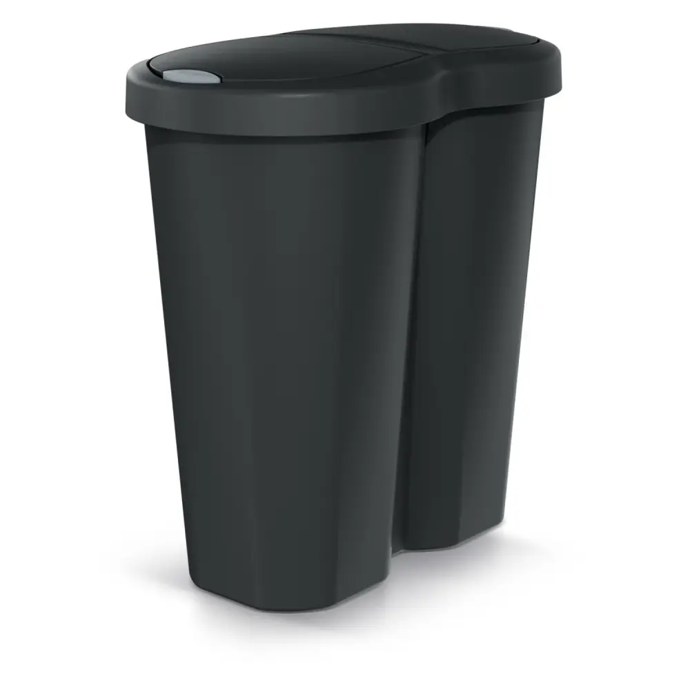 Compacta R Duo trash garbage can, midnight, 40L capacity, one compartment, two lids, NDRF40-S411