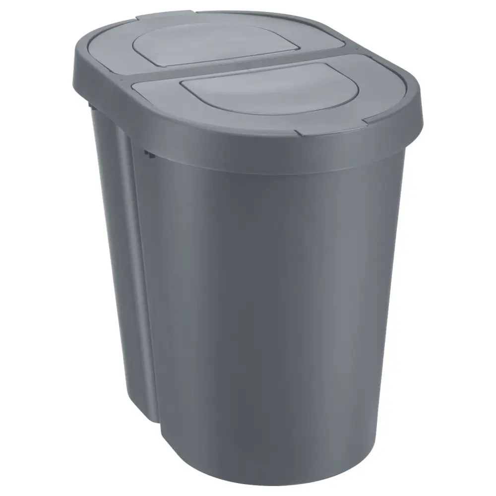 Countertop Compost Plast Team Seattle Swing rubbish bin trash garbage can, recline lid, double, gray, 2 x 25 l