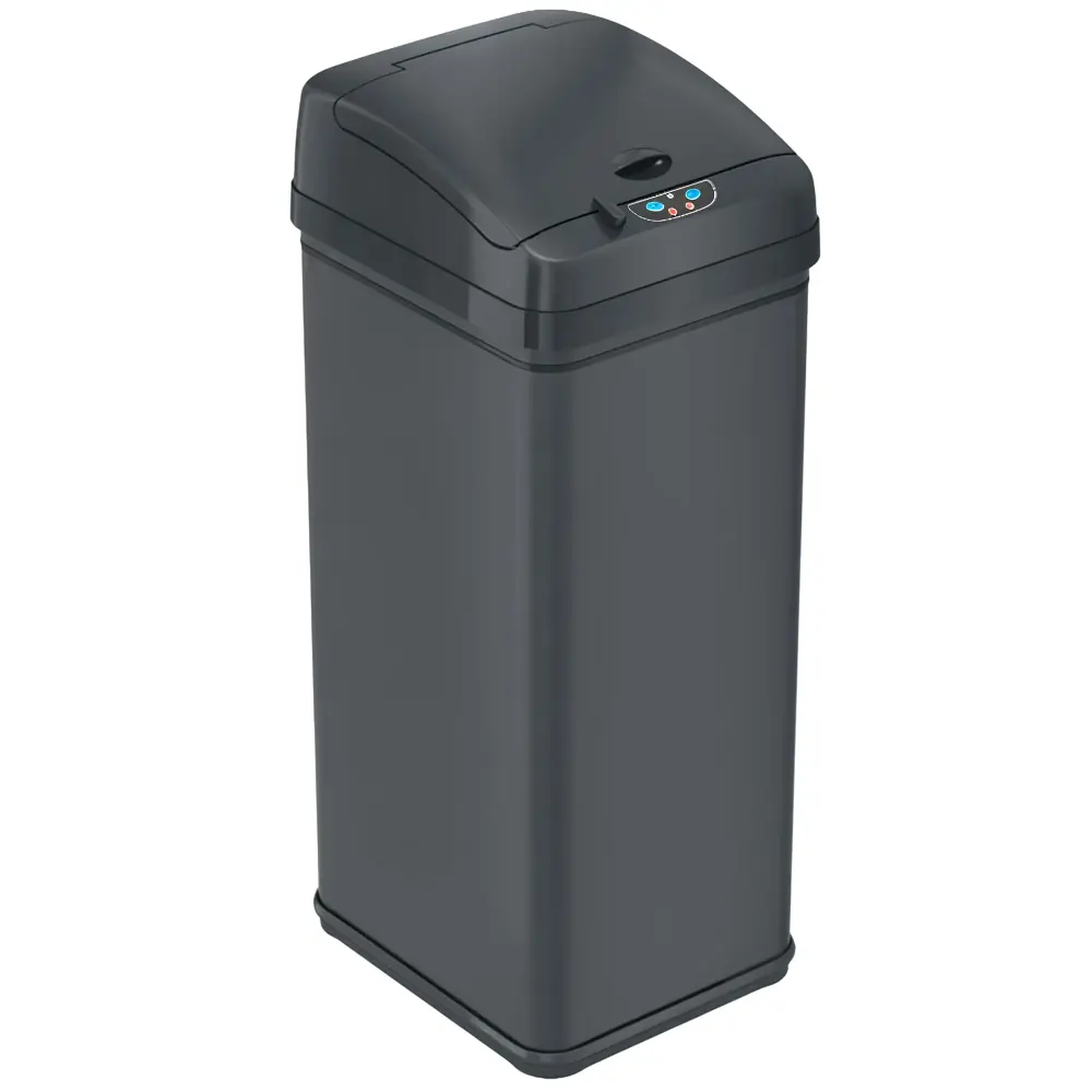 Heavy-Duty Commercial 50 Liter / 13 Gallon Gunmetal Gray Rust-resistant Steel Sensor Kitchen Trash Can AbsorbX Odor Filter