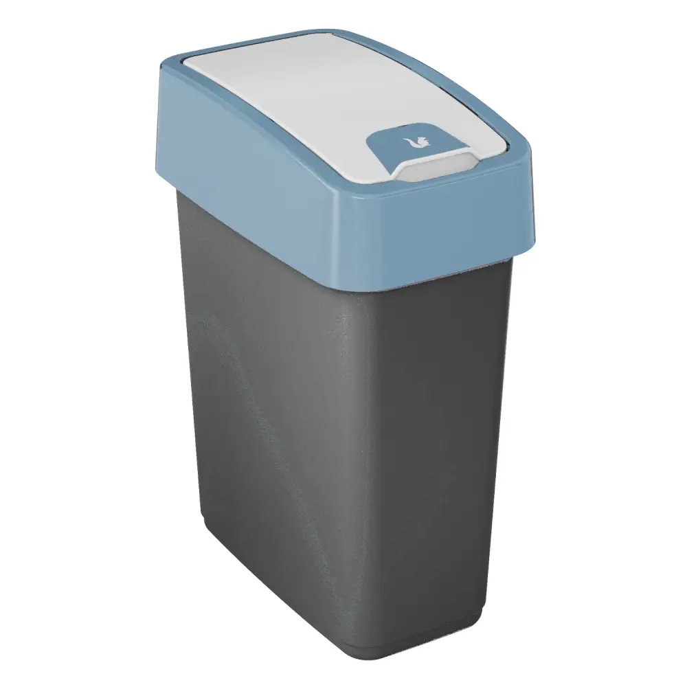 Keeeper Magne 10L Waste Dust Bin Lift & Flip Push Lid Grey Sapphire Sturdy Plastic